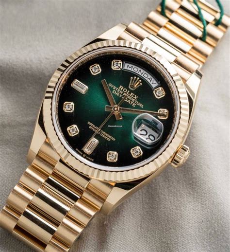 day date rolex green face|rolex green dial day date.